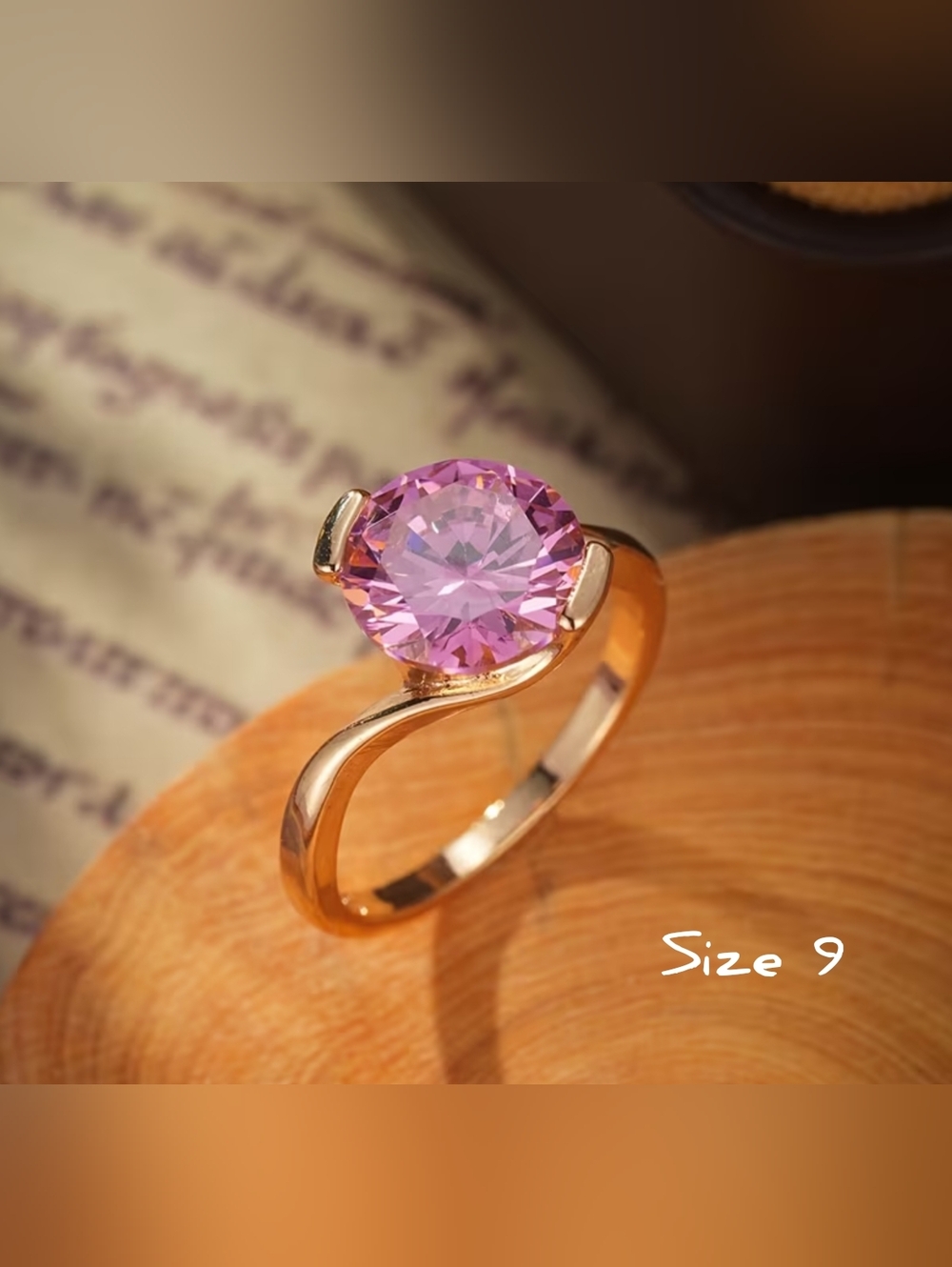 Gorgeous multi facet Pink CZ ring, Sz.9